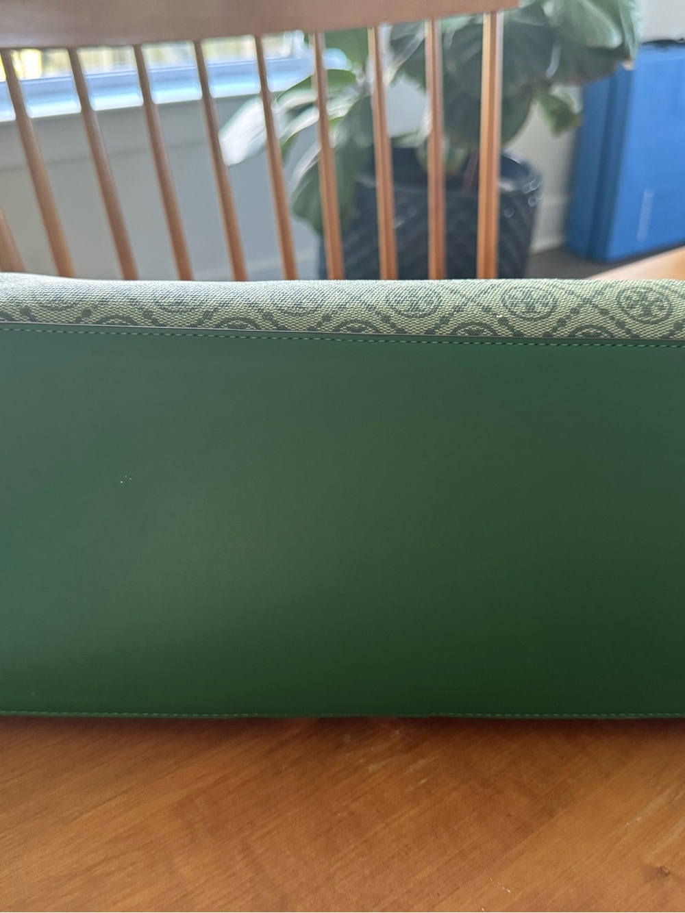 Green Logo-Pattern Tote Bag with Stripe Detail - Picture 4 of 4